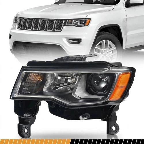 For Jeep Grand Cherokee 2017-2021 Halogen Headlight Assembly Driver Chrome Trim